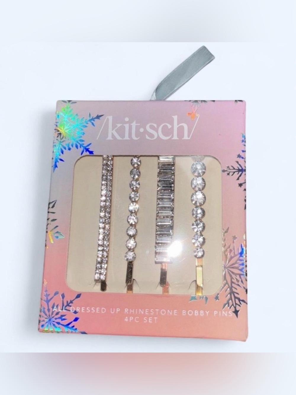 Kitsch Rhinestone Bobby Pins Set - Pink and Gold Accents